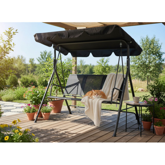 GARDEN LINE Vrtna gugalnica iz Textilena 170 × 110 × 153 cm – črna