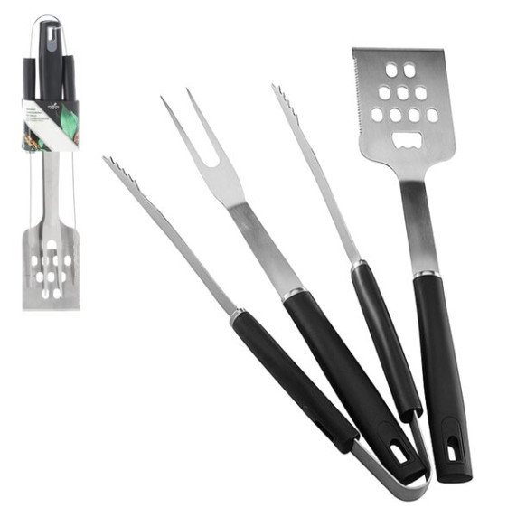 BBQ MEETING Komplet pripomočkov za žar, 3 kosi – črna