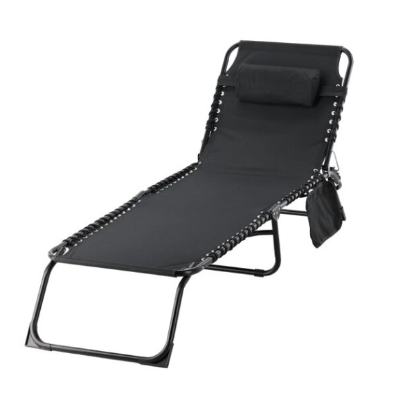 GARDEN LINE Záhradné ležadlo skladacie 190 x 58 x 30 cm - čierne