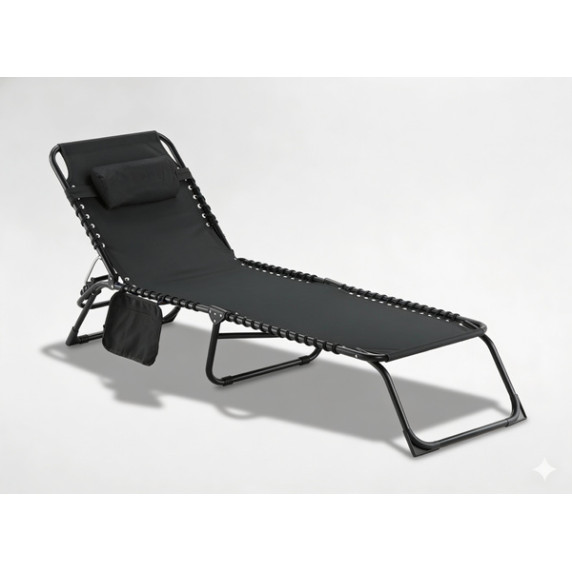 GARDEN LINE Záhradné ležadlo skladacie 190 x 58 x 30 cm - čierne