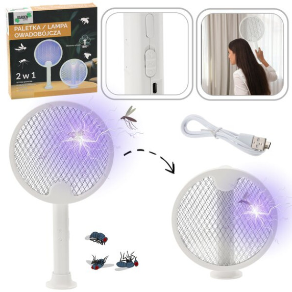 GARDEN LINE Elektromos rovarcsapda 2 az 1-ben 3 UV-diódával, USB-C