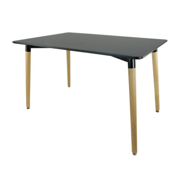 Moderna jedilna miza s črno ploščo in lesenimi nogami – FAT1149 – 120 × 80 cm