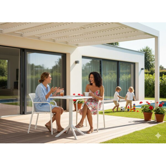 Vrtna miza 60 × 60 × 77,5 cm – GARDEN LINE – bela