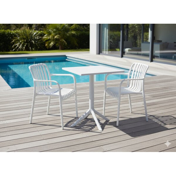 Vrtna miza 60 × 60 × 77,5 cm – GARDEN LINE – bela