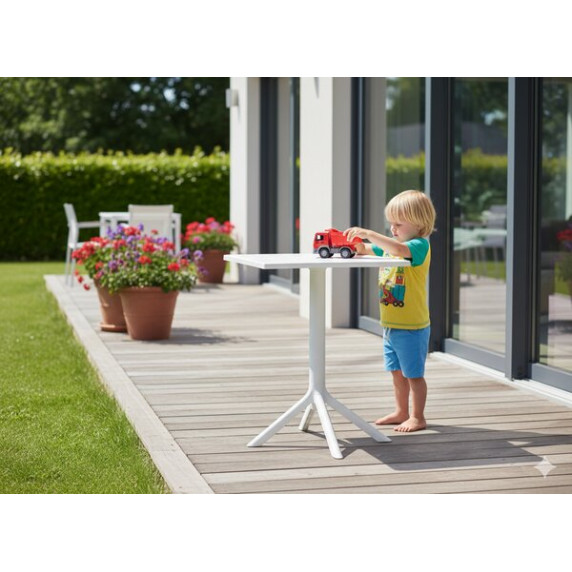 Vrtna miza 60 × 60 × 77,5 cm – GARDEN LINE – bela