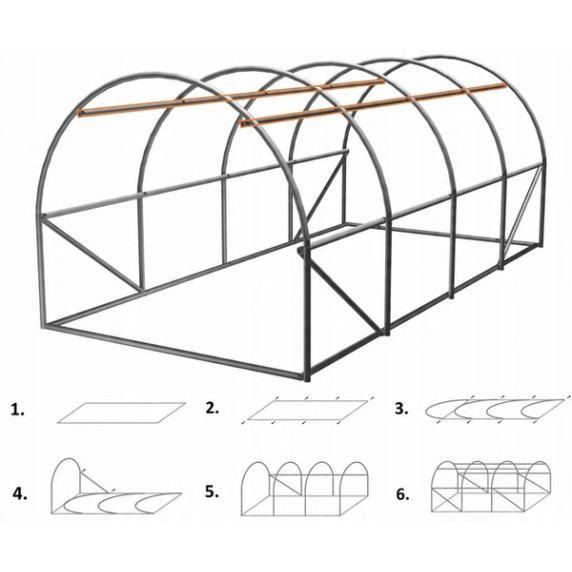 GARDEN LINE Záhradný fóliovník 4-segmentový 4 x 2,5 x 2 m NEW SOLUTION - zelený