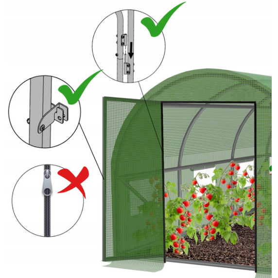 GARDEN LINE Vrtni rastlinjak s 3 segmenti 3 × 2 × 2 m, z vrati na tečajih – zelen