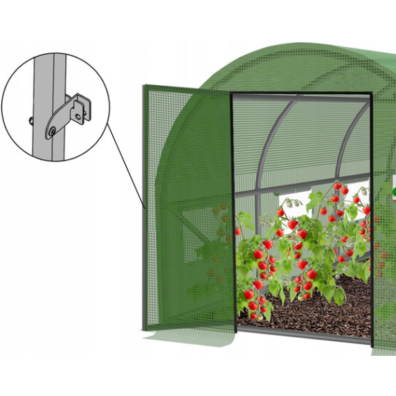 GARDEN LINE Vrtni rastlinjak s 3 segmenti 3 × 2 × 2 m, z vrati na tečajih – zelen