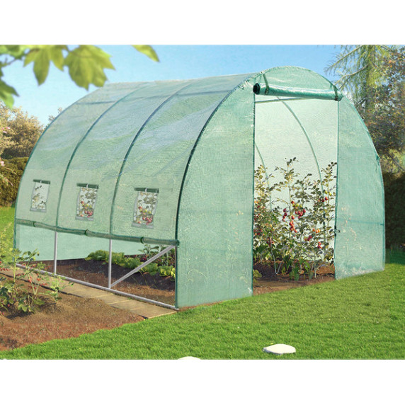 GARDEN LINE – Vrtni rastlinjak s 3 segmenti 3 × 2 × 2 m, z dodatno funkcijo prezračevanja – zelen