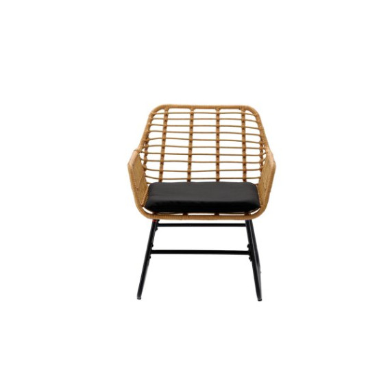 GARDEN LINE Vrtni ratan set – rjavi ratan, črne blazine