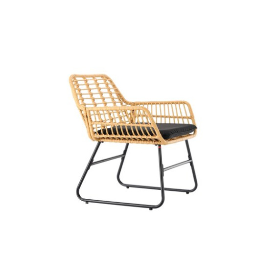 GARDEN LINE Vrtni ratan set – rjavi ratan, črne blazine