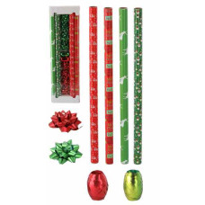 Set de împachetat cadouri de Crăciun (70 x 200 cm) BAG6550 - roșu/verde - 