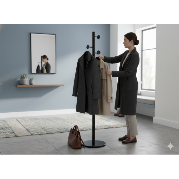 REDA Samostoječe obešalo 174 cm - črno
