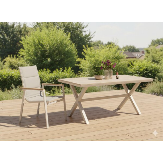 GARDEN LINE Alumínium kerti szék kartámasszal 64 × 55 × 91 cm – bézs