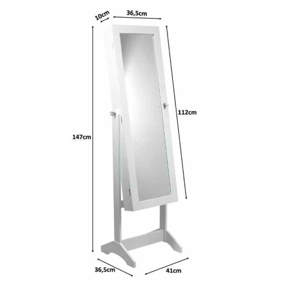 Omarica za nakit z ogledalom – PHO5782 – bela