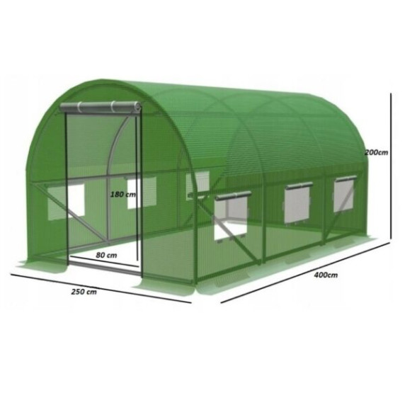 Garden Line  Kerti Fóliasátor – 4 × 2,5 × 2 m, Megerősített Váz (Ø 25 mm)