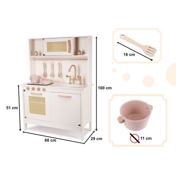 Fa játékkonyha kiegészítőkkel 100 cm RETRO BOHO - Bézs