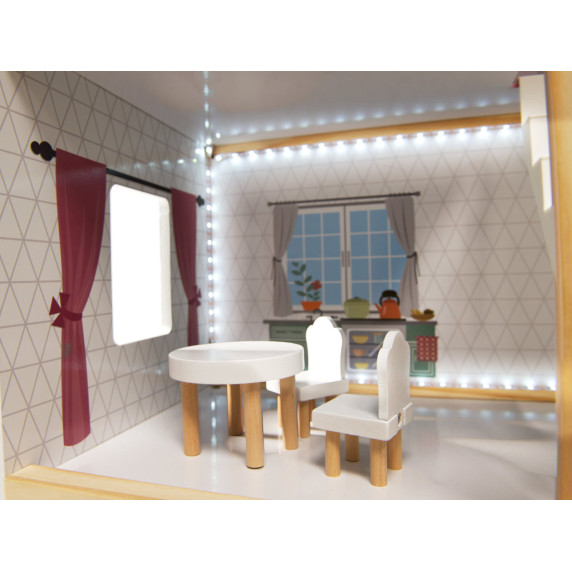 Fa babaház bútorokkal és LED világítással 78 cm RESIDENCE - Fehér