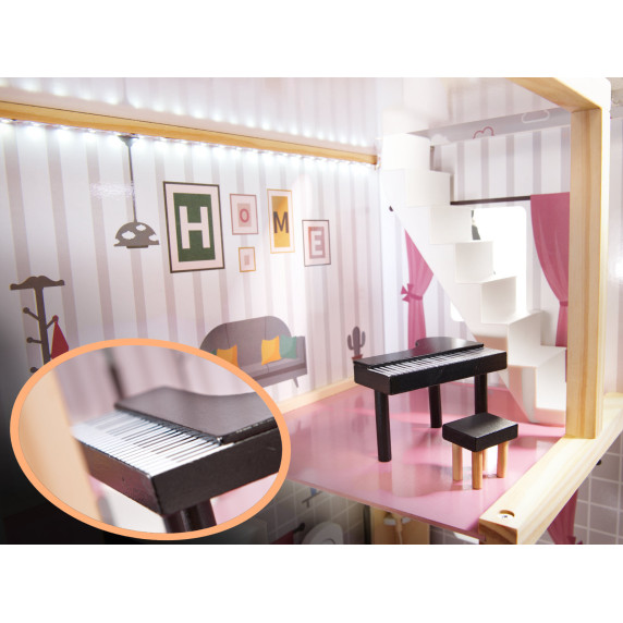 Fa babaház bútorokkal és LED világítással 78 cm RESIDENCE - Fehér