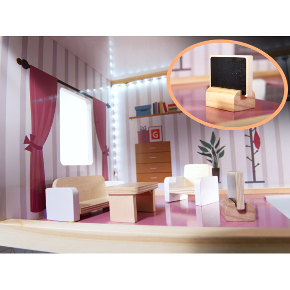 Fa babaház bútorokkal és LED világítással 78 cm RESIDENCE - Fehér