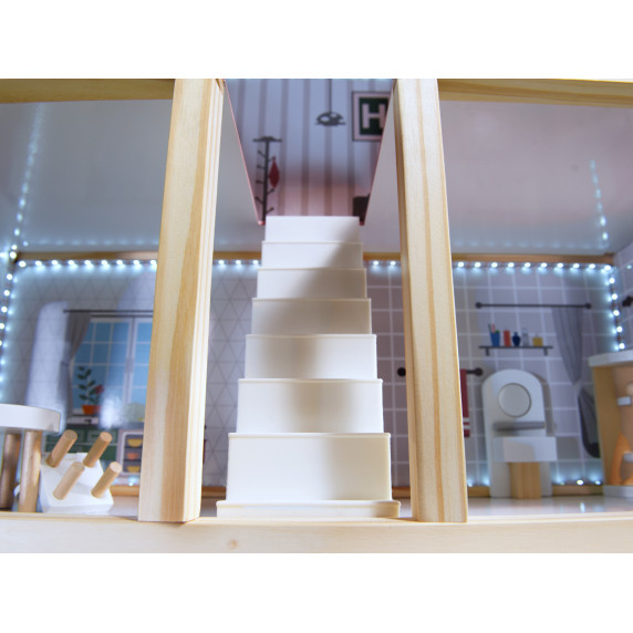 Fa babaház bútorokkal és LED világítással 78 cm RESIDENCE - Fehér