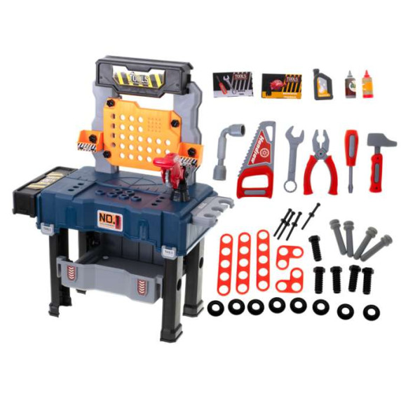 Gyerek barkácsasztal szerszámokkal, bőröndben 65 részes MOBILE TOOL TABLE