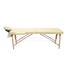 INLEA Masă de masaj pliabilă din două părți, cu picioare din lemn, model Spa Nest – bej - 