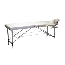 INLEA Összecsukható masszázságy kétrészes, alumínium lábakkal Relax - Fehér - 