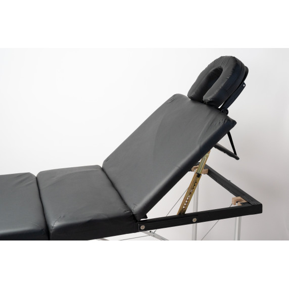 INLEA Masă de masaj pliabilă Relax Pro, cu trei secțiuni și picioare din aluminiu – neagră