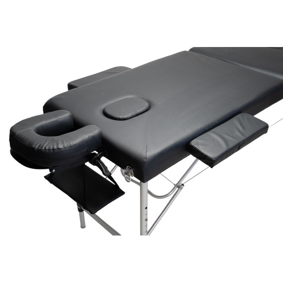 INLEA Masă de masaj pliabilă Relax Pro, cu trei secțiuni și picioare din aluminiu – neagră