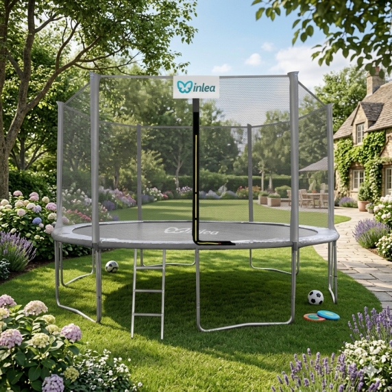 INLEA PREMIUM Jump Trampolína 400 cm s vonkajšou ochrannou sieťou - sivá