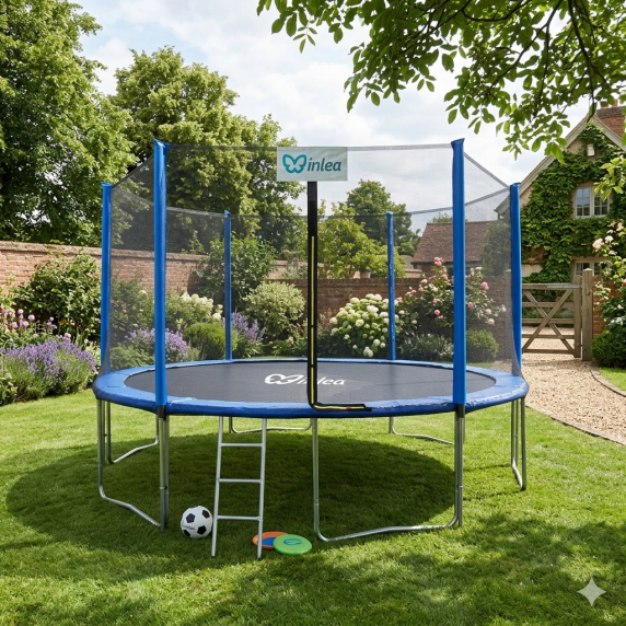 INLEA PREMIUM Jump Trampolína 400 cm s vonkajšou ochrannou sieťou - modrá