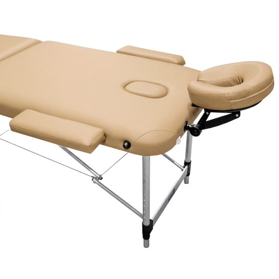 INLEA Skladací masážny stôl dvojdielny s kovovou konštrukciou Frame X - béžový