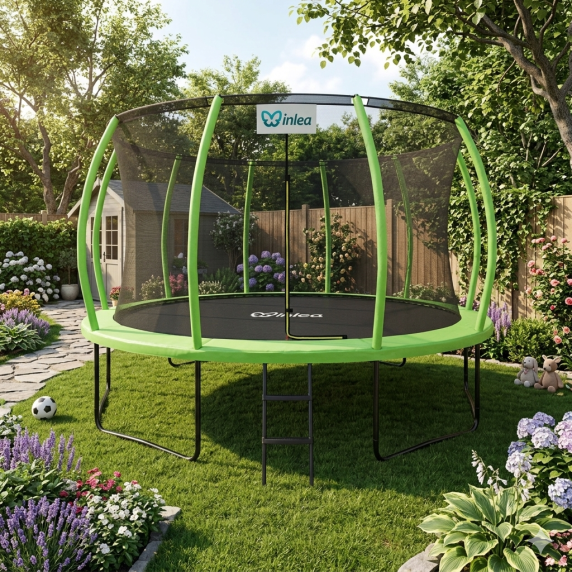 INLEA ULTIMATE Jump Trambulin belső védőhálóval 500 cm - világoszöld