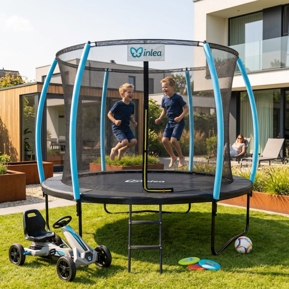 INLEA ULTIMATE Jump trampolin z notranjo zaščitno mrežo 305 cm - črna/svetlo modra