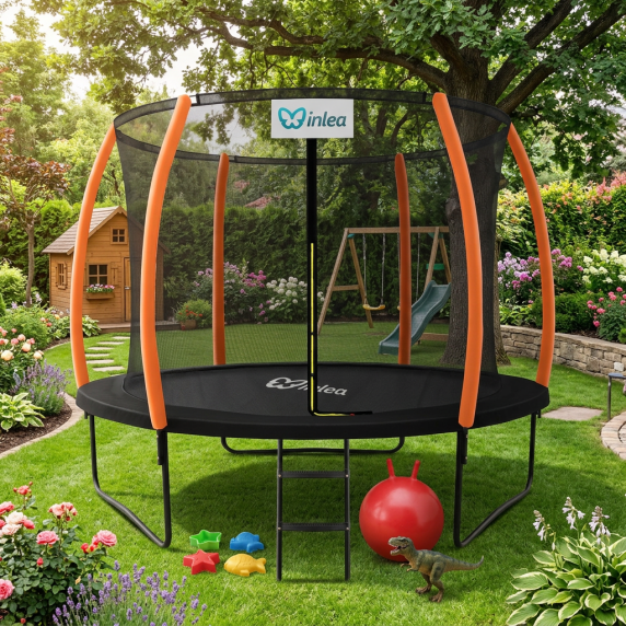 INLEA ULTIMATE Jump trampolin z notranjo zaščitno mrežo 305 cm - črna/oranžna