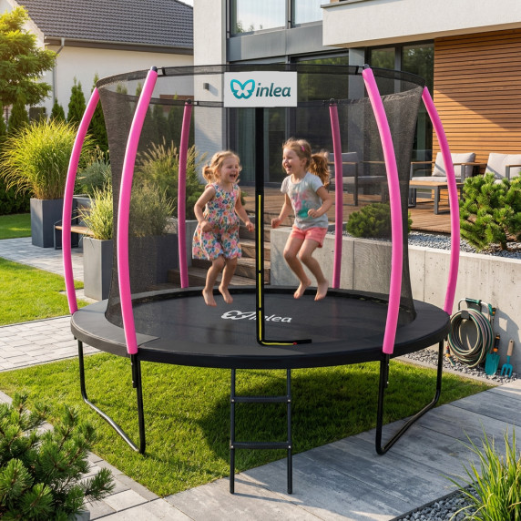 INLEA ULTIMATE Jump trampolin z notranjo zaščitno mrežo 305 cm - črna/roza