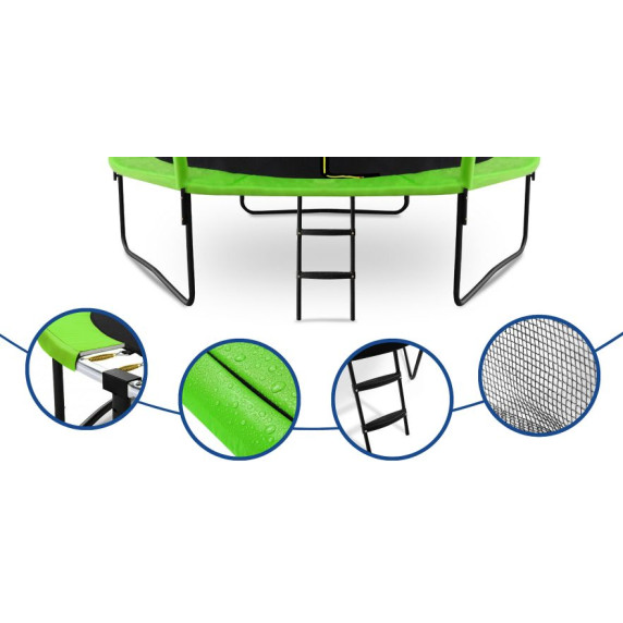 INLEA ULTIMATE Jump Trampolin 305 cm z notranjo zaščitno mrežo – svetlo zelena