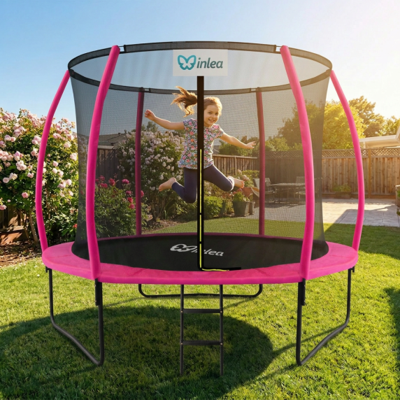 INLEA ULTIMATE Jump Trampolin 305 cm z notranjo zaščitno mrežo – roza