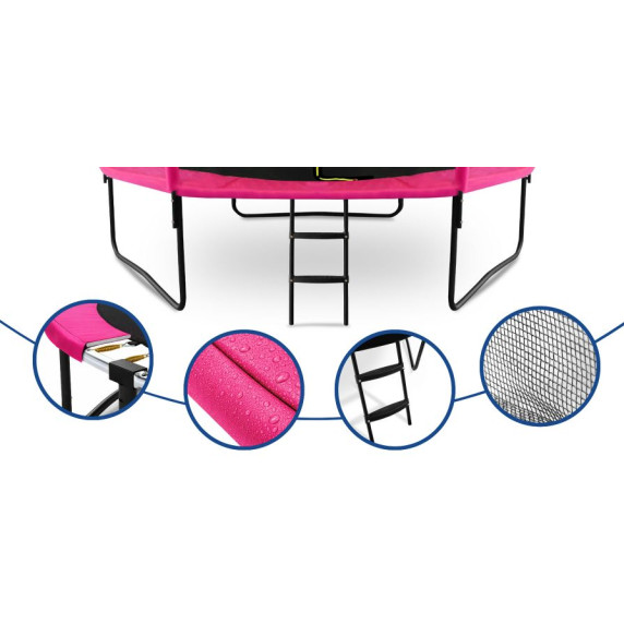 INLEA ULTIMATE Jump Trampolin 366 cm z notranjo zaščitno mrežo – roza
