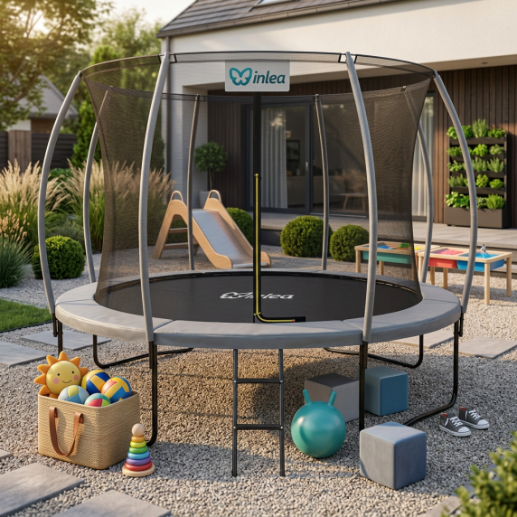 INLEA ULTIMATE Jump Trambulin belső védőhálóval 366 cm - szürke