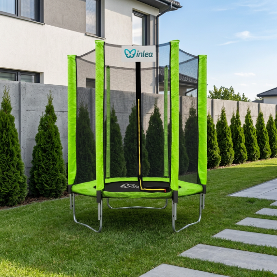 INLEA PREMIUM Jump Trambulin külső védőhálóval 150 cm - világoszöld