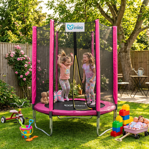 INLEA PREMIUM Jump Trambulin külső védőhálóval 150 cm - rózsaszín