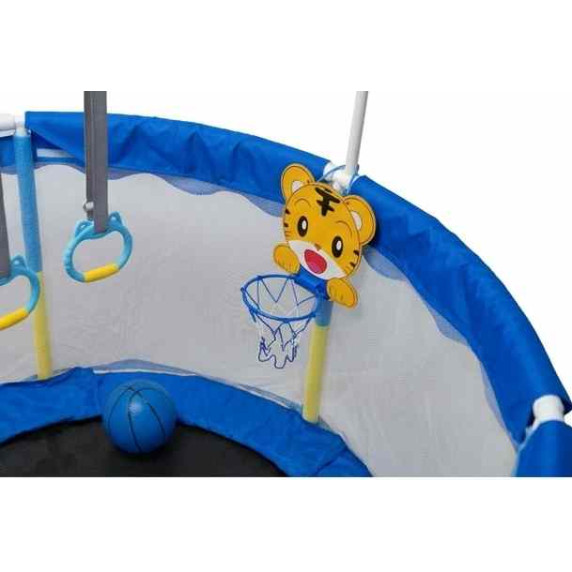 Inlea Detská trampolína JumpPlay 122 cm s ochrannou sieťou a príslušenstvom – modrá