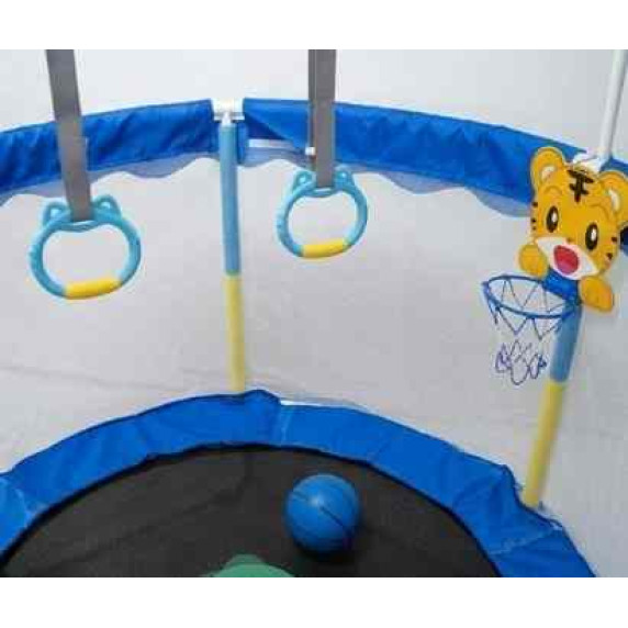 Inlea Detská trampolína JumpPlay 122 cm s ochrannou sieťou a príslušenstvom – modrá