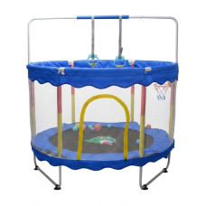 INLEA Detská trampolína JumpPlay 122 cm (48 inch) s ochrannou sieťou a príslušenstvom – modrá - 