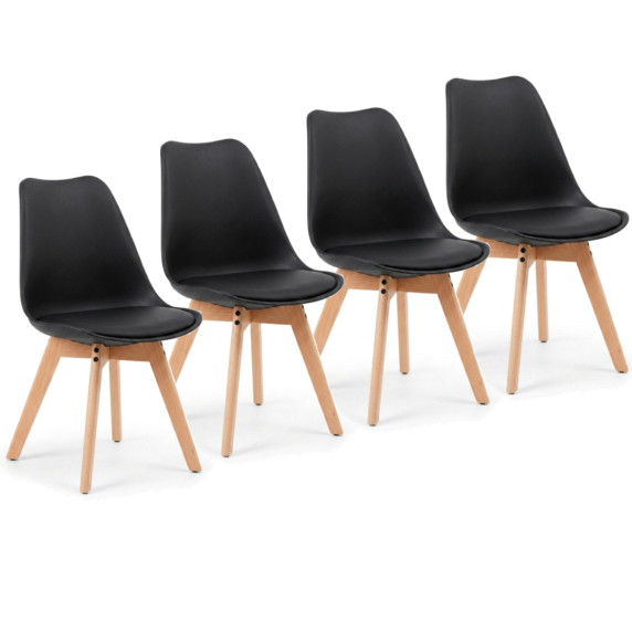 INLEA Scaun de dining 4 bucăți FADETT – negru