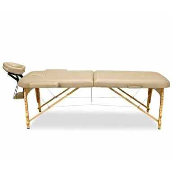 INLEA Skladací masážny stôl dvojdielny s drevenými nohami Spa Nest - béžový