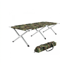 INLEA Összecsukható kemping napozóágy acélvázzal CampSteel - terepmintás - 