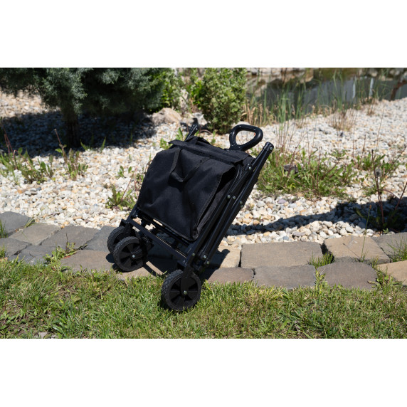 INLEA Cărucior pliabil pentru plajă și camping TRAX LITE cu roți de 5 inci – negru
